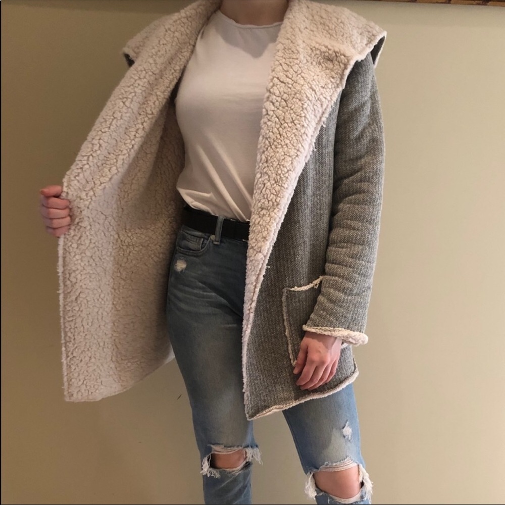 Grey sherpa coat